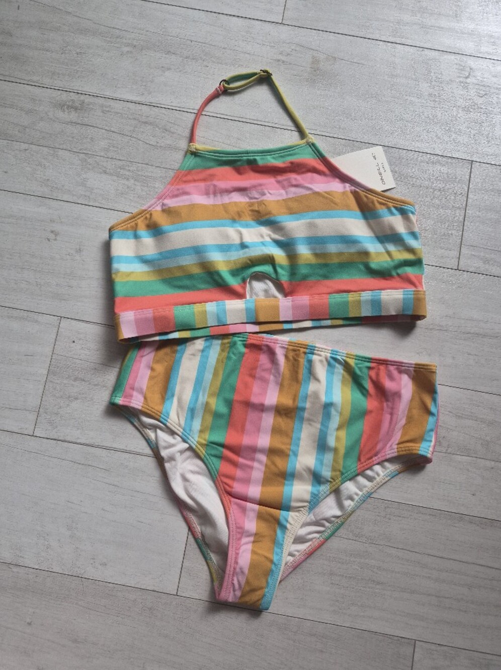 O'Neill NEW Girls Low Tide Peek a Boo Hi Neck Bikini Set